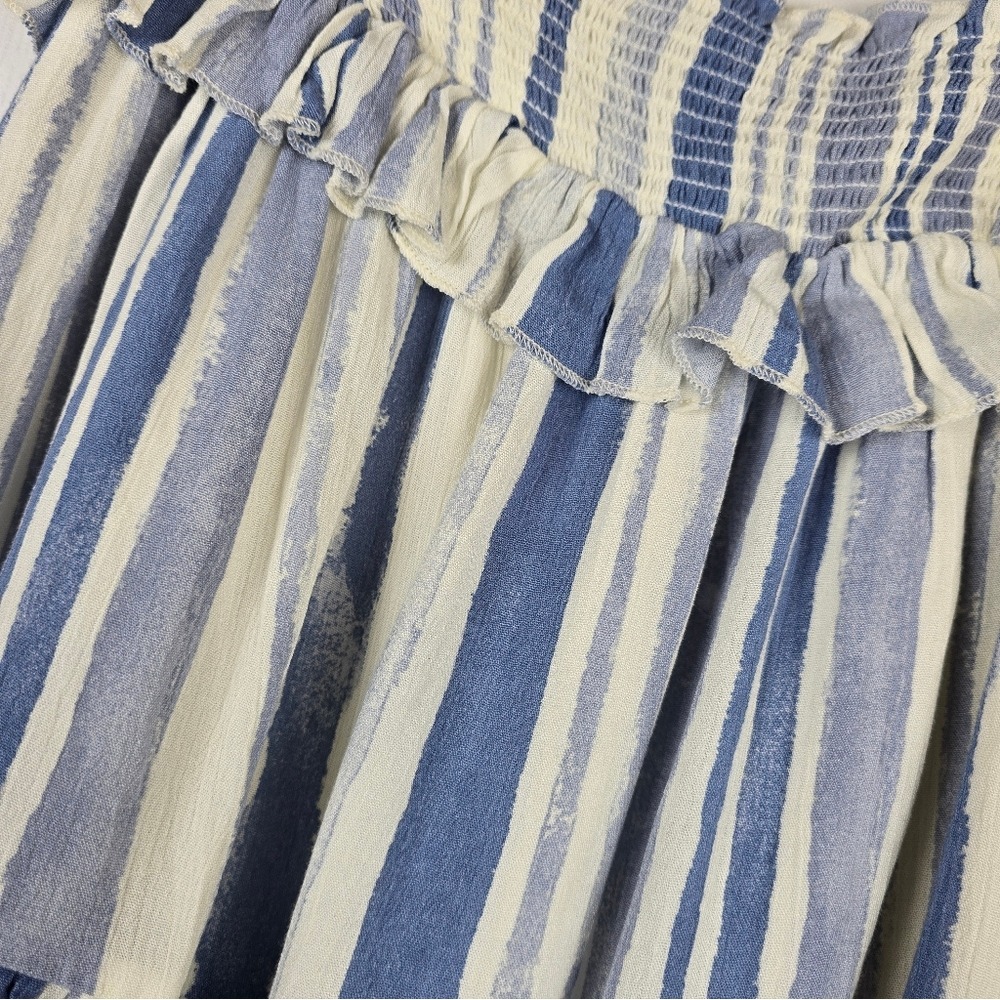 Doe & Rae Blue and White Ruffle Mini Skirt Women's Medium - Picture 3 of 6